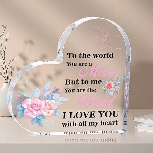 Miniatura 2 de Cartel de recuerdo de pisapapeles de acrílico con forma de corazón de regalo para mamá, letrero de recuerdo de pisapapeles para mamá