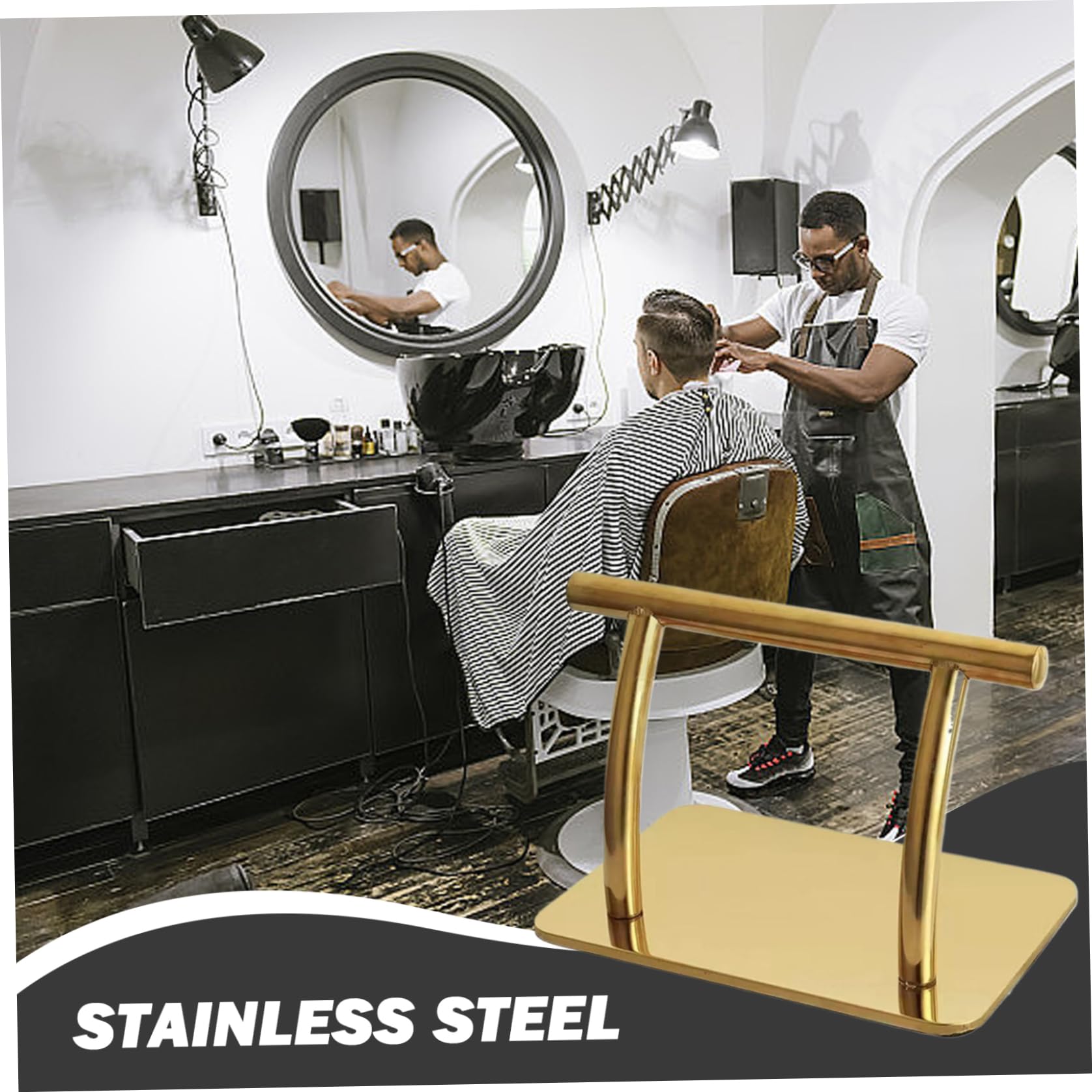 Poggiapiedi per Pedicure Poggiapiedi Dorato in Acciaio Inox per Sedia da Barbiere Poggiapiedi per Pedicure Resistente per Sedia da Barbiere Poggiapiedi Pedale Supporto per Il Piede per Parrucchiere