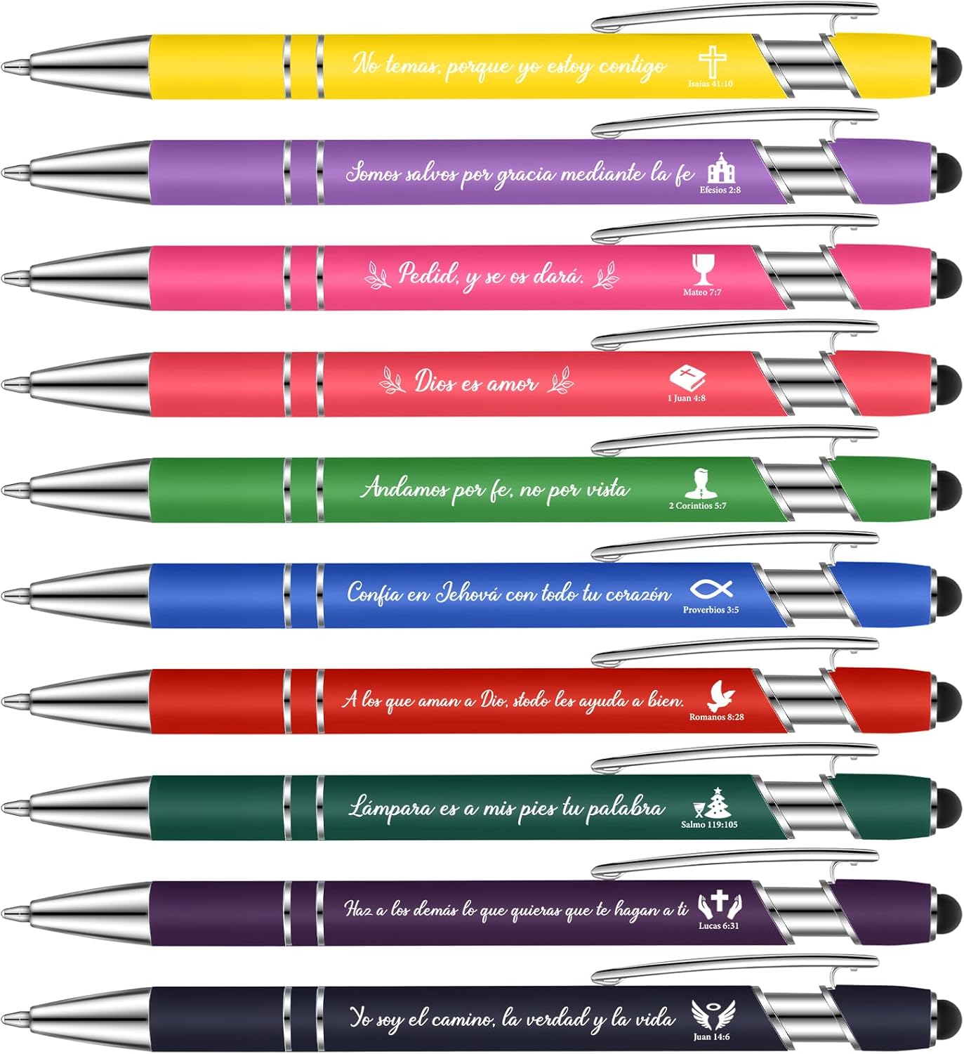 Sayglossy 50 Pcs Spanish Christian Pen Gift Bulk Regalos Cristianos En Español Bible Verse Ballpoint Pens with Inspirational Quote Mother's Day Religious Gift for Church Men Women Teacher