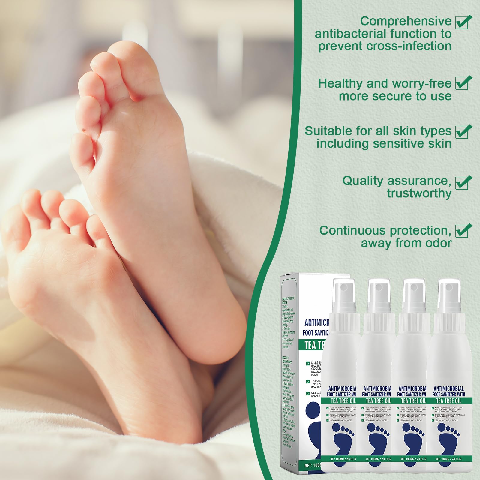 4x100ml Hongos Pies Desodorante De Pies Pie De Atleta Tratamiento Para Aliviar Las Infecciones De Los Pies Y Eliminar El Mal Olor Adecuado Tanto Para Hombres Como Para Mujeres