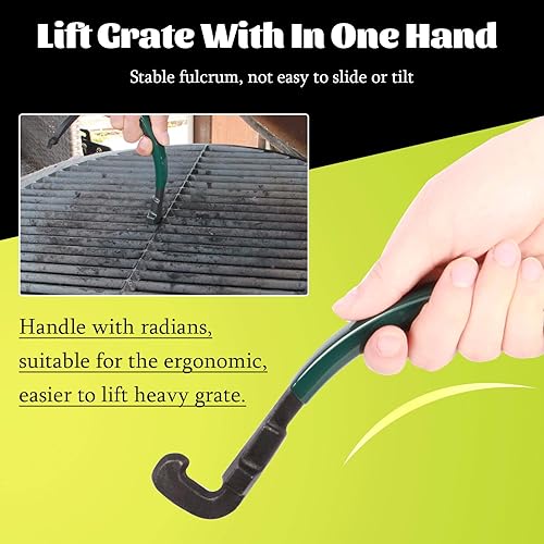 Miniatura 4 de OLAMO Agarre elevador de parrilla para barbacoa con cubierta protectora verde para huevos verdes grandes, elevador de rejilla de cocción de hierro