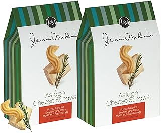 J&M Foods Asiago Cheese Straws, Traditional Southern Snack with Aged Asiago, Rosemary & Cracked Black Pepper, 6 oz, 2-Pack