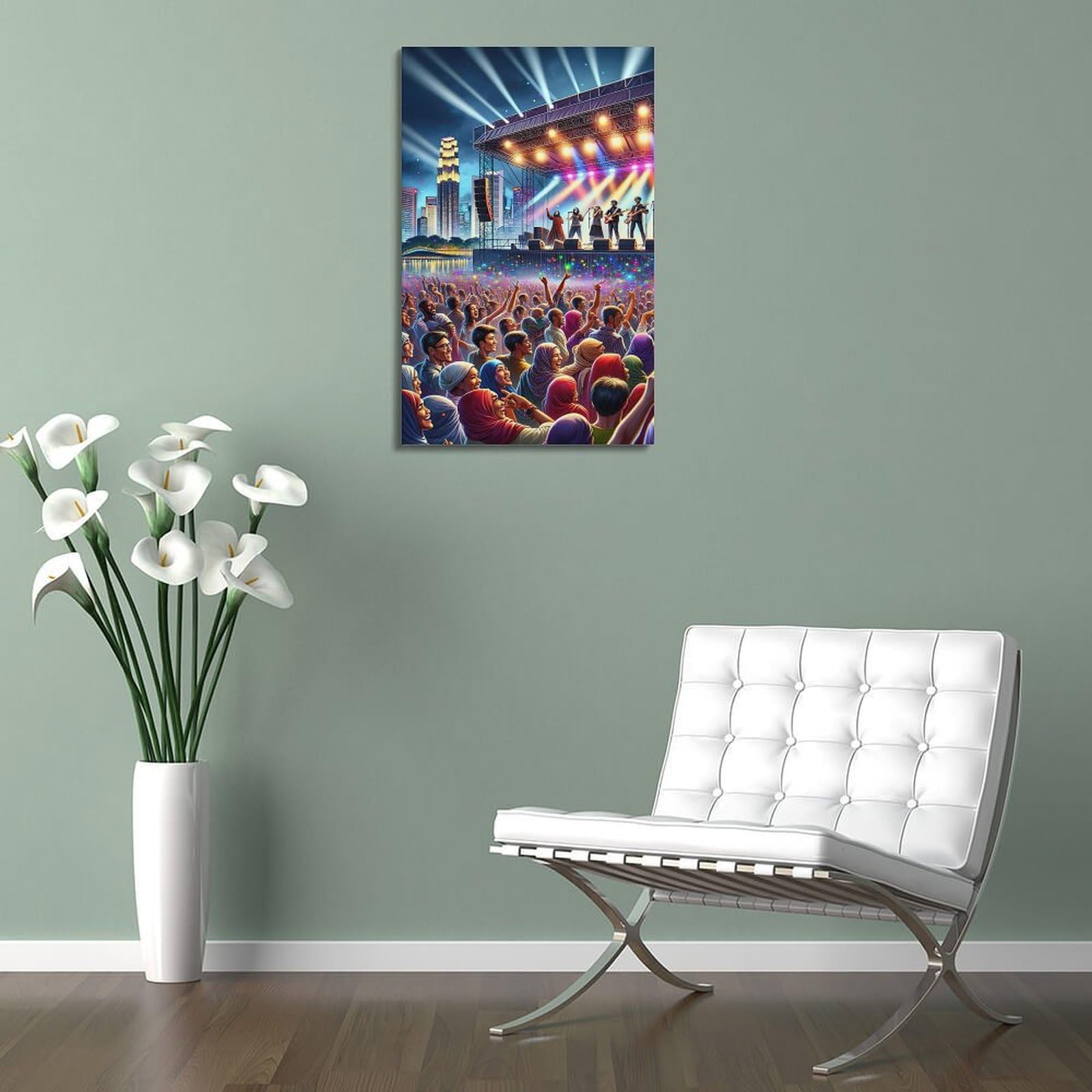 Poster per festival musicali, stile artistico, ridendo, alzando le mani e tifosi concerti, poster decorativo su tela, poster decorativo da parete e stampa artistica moderna per camera da letto, poster