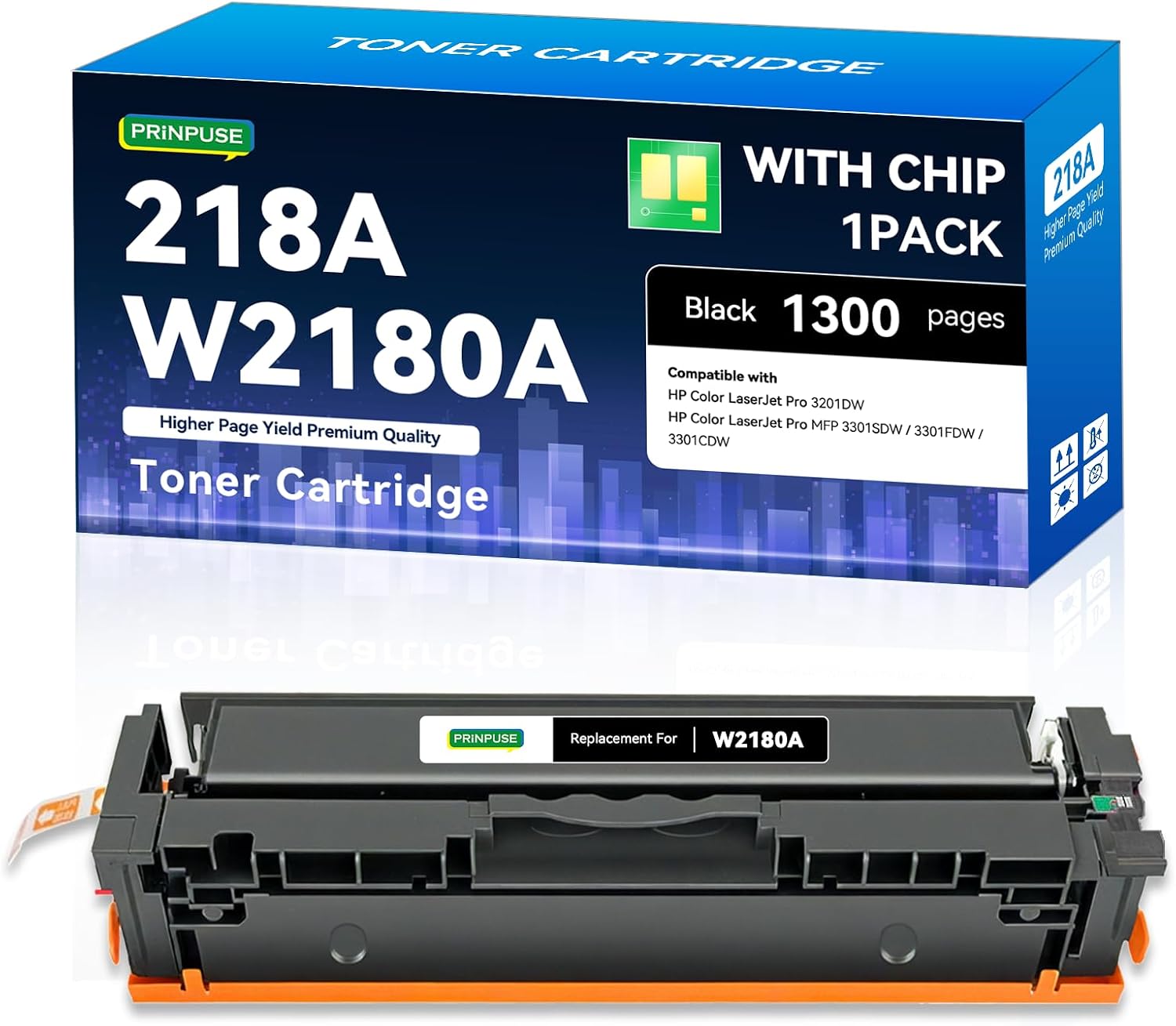218A Toner Cartridge with Chip, W2180A Black 218A 218X Black Toner Cartridge Used with Pro 3201DW MFP 3301cdw 3301sdw Printer