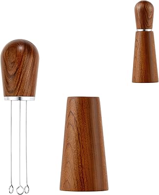 Espresso Distribution Tool, Espresso WDT Tool for Coffee Distribution - Espresso Stirrer & Coffee Distributor with Natural Wood Handle & Stand, Professional Barista Hand Distribution Tool