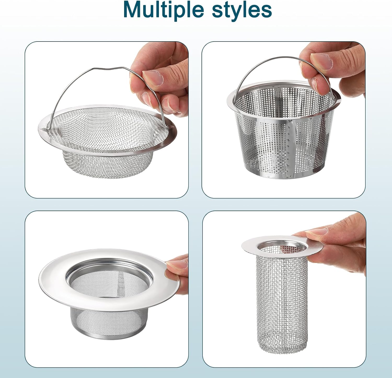 Uxcell 3Pcs Bathroom Sink Strainer, Fit for 1.42"-2" Drain Hole, 80mm/3.15" Deep Stainless Steel Sink Strainer for Shower and Floor Drain