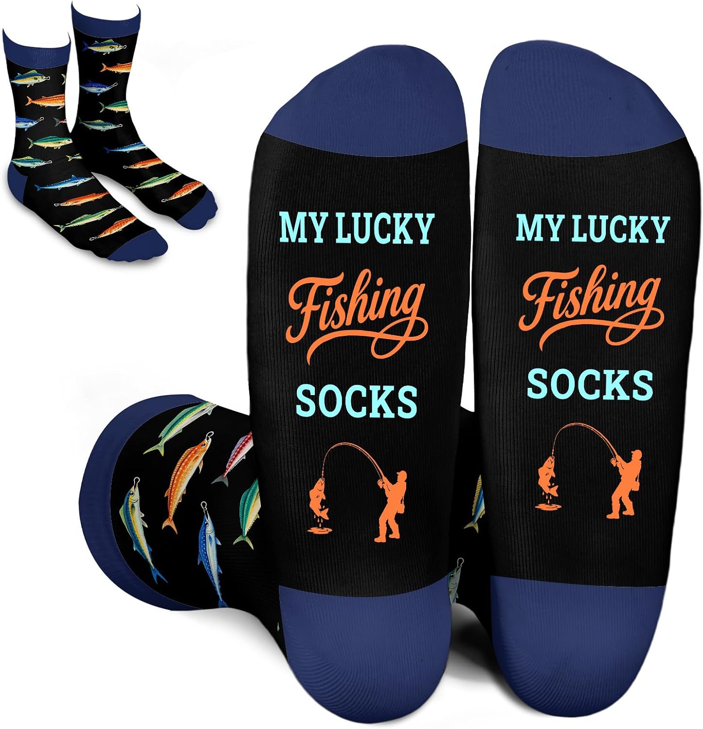 Fishing Gifts for Men, Fishing Socks for Men Dad Grandpa, Fish Accessories