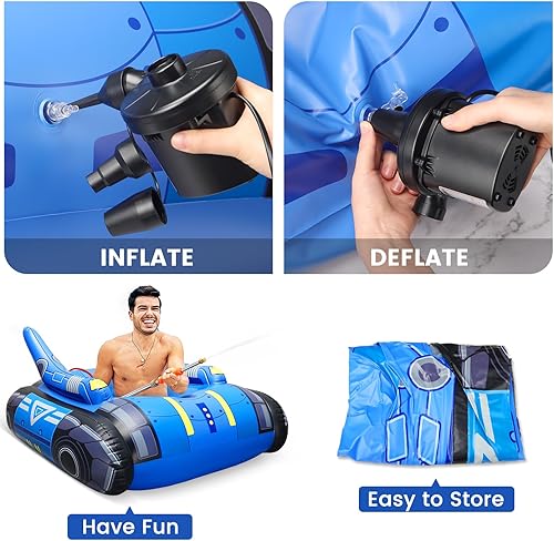 Miniatura 5 de Bomba de aire eléctrica inflable para piscina, AC110V 130w - Bomba de cama de aire de llenado rápido con 3 boquillas, inflador de bomba de colchón