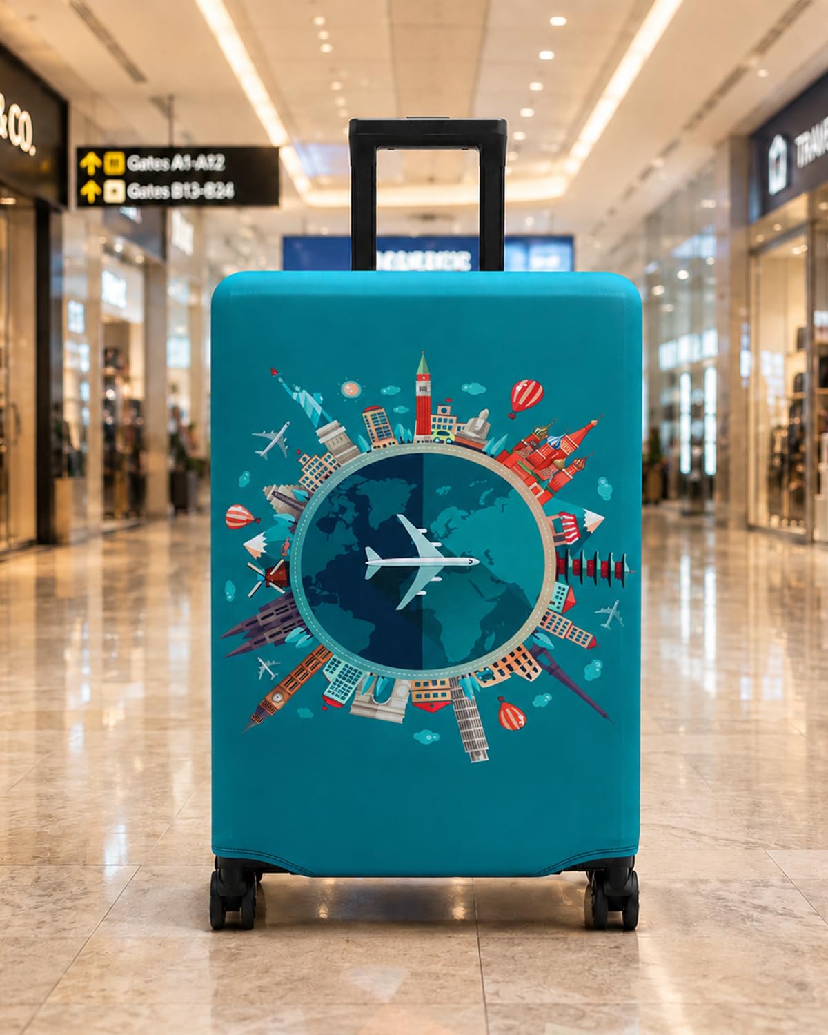 Housse de Valise 18-32 Pouces Fibre de Charbon de Bambou Luggage Cover en Polyester Clear Voyage Luggage Trolley Case Cover Protector