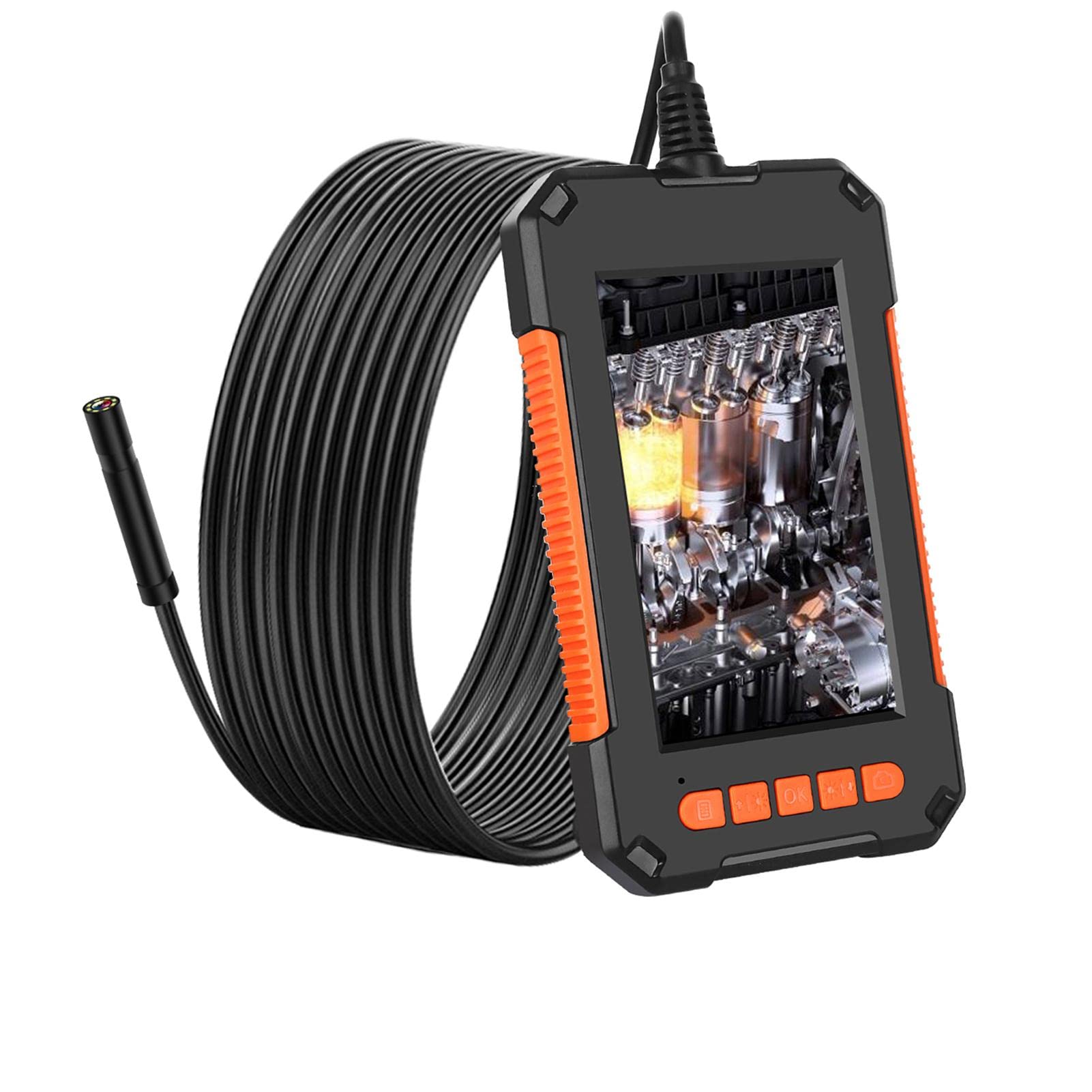 Kamera endoskopowa, przemysłowa kamera endoskopowa, ekran 4,3", 1080P HD, cyfrowa kamera boroskopowa, 8 mm, wodoodporna kamera wężowa ze światłami LED, bateria 2600 mAh (10 m)