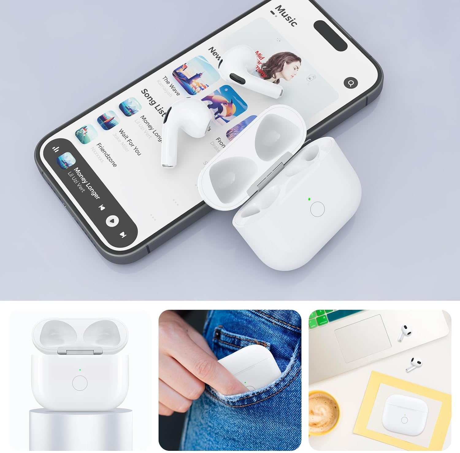 Replacement Airpod 3nd Wireless Charging Case, Wireless Charging Case Compatible for Airpod 3rd Generation, with Bluetooth Pairing, Sync Button, 600mAh (No Earbuds) - Image 8