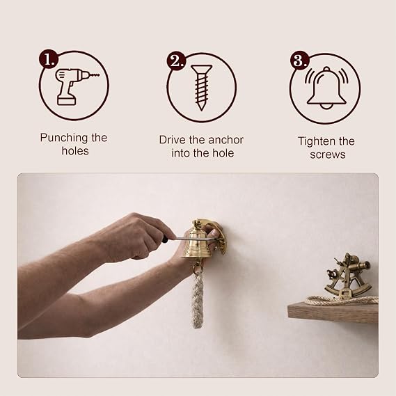 THDC 2 Ship's Bell Solid Brass Maritime Duty Watch Bell, Wall Mountable Indoor & Outdoor Bell for Pub, Shop, Reception & Dinner (Polished Brass)
