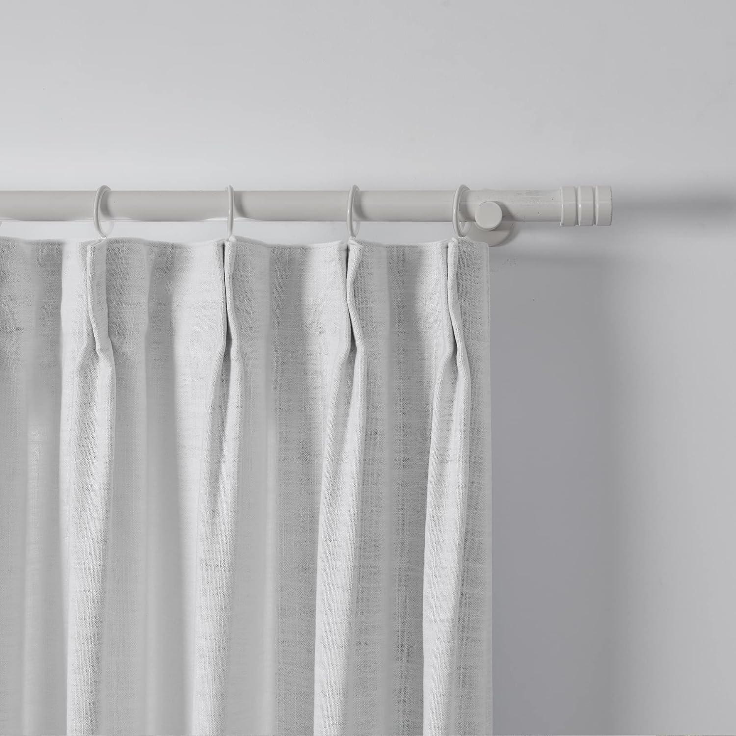 ChadMade Extra Wide Linen Curtain 100W x 84L Inches Polyester Linen Drape with Blackout Lining Pinch Pleat Curtain for Sliding Door Patio Door Bedroom, (1 Panel) Snow White Tallis Collection