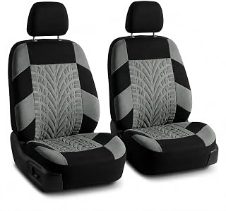 FH Group Front Set Premium Cloth Car Seat Covers for Low Back Car Seat with Removable Headrest, Universal Fit, Airbag Compatible Seat Cover for SUV, Sedan, Beige