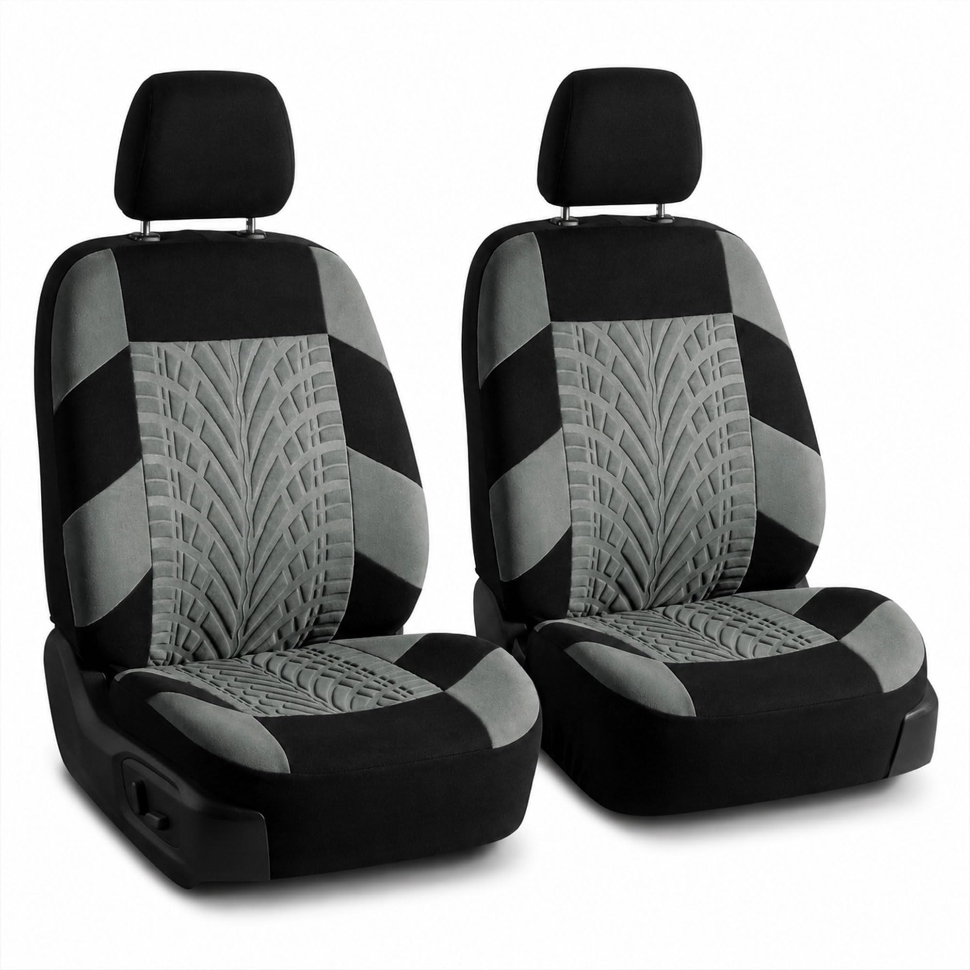 FH Group Car Seat Covers Front Set Premium Cloth - Covers for Low Back Car Seat with Removable Headrest, Universal Fit, Automotive Seat Cover, Airbag Compatible Car Seat Cover for SUV, Sedan, Van Gray