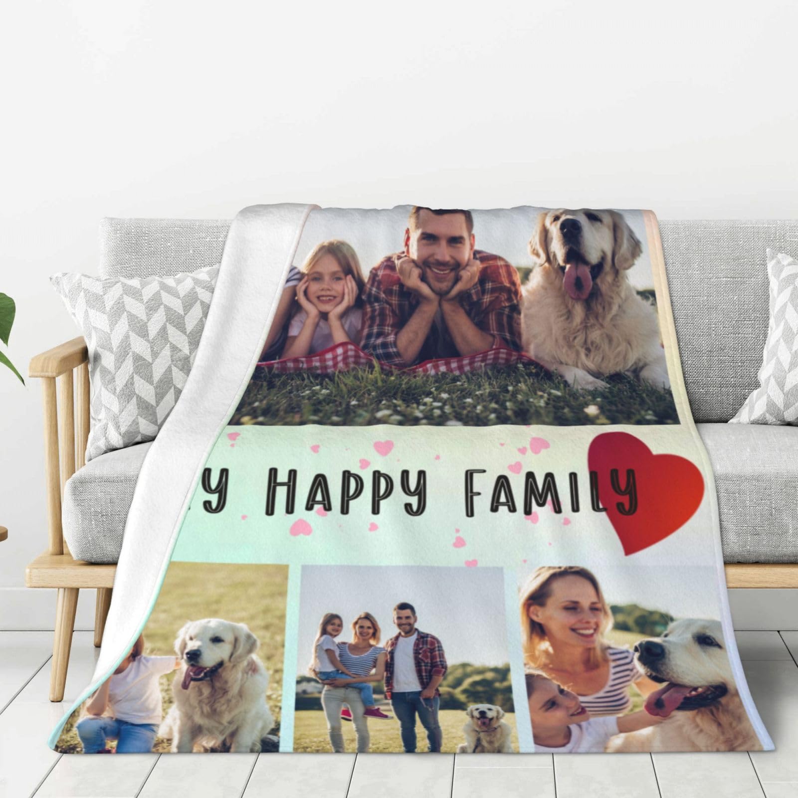 Pet Memorial Blankets Personalised, Dog or Cat Photo Blanket Throws
