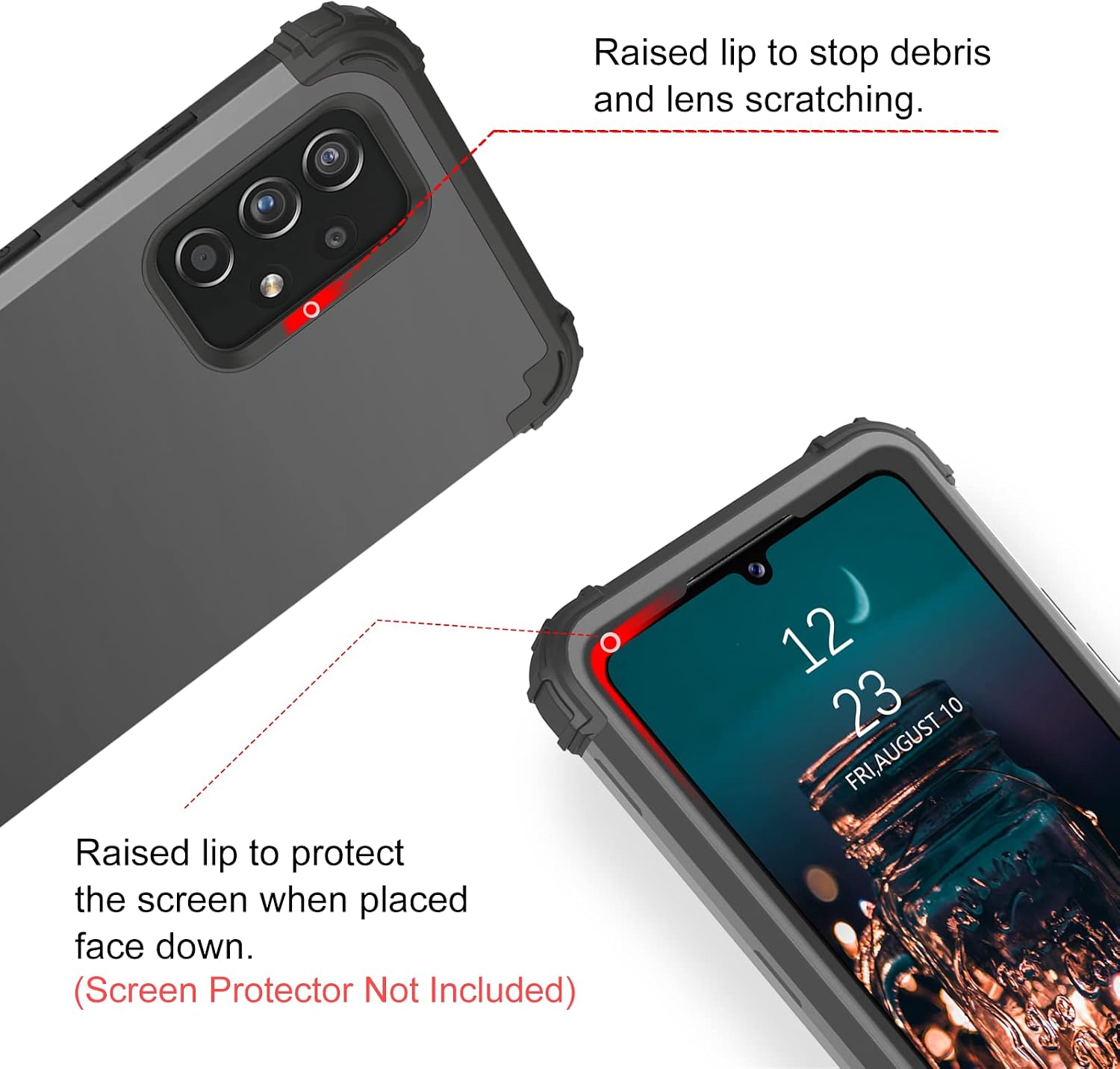 BENTOBEN Samsung Galaxy A52 5G Case, 3 in 1 Heavy Duty Rugged Hybrid Shockproof Hard PC Soft Silicone Bumper Anti Slip Protective Stylish Phone Case Cover for Samsung Galaxy A52 5G 6.5" 2021, Black