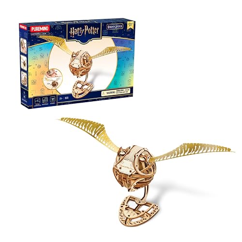 PUREMIND Harry Potter Snitch Dorada, Puzzle 3D de Madera, maqueta alada DIY
