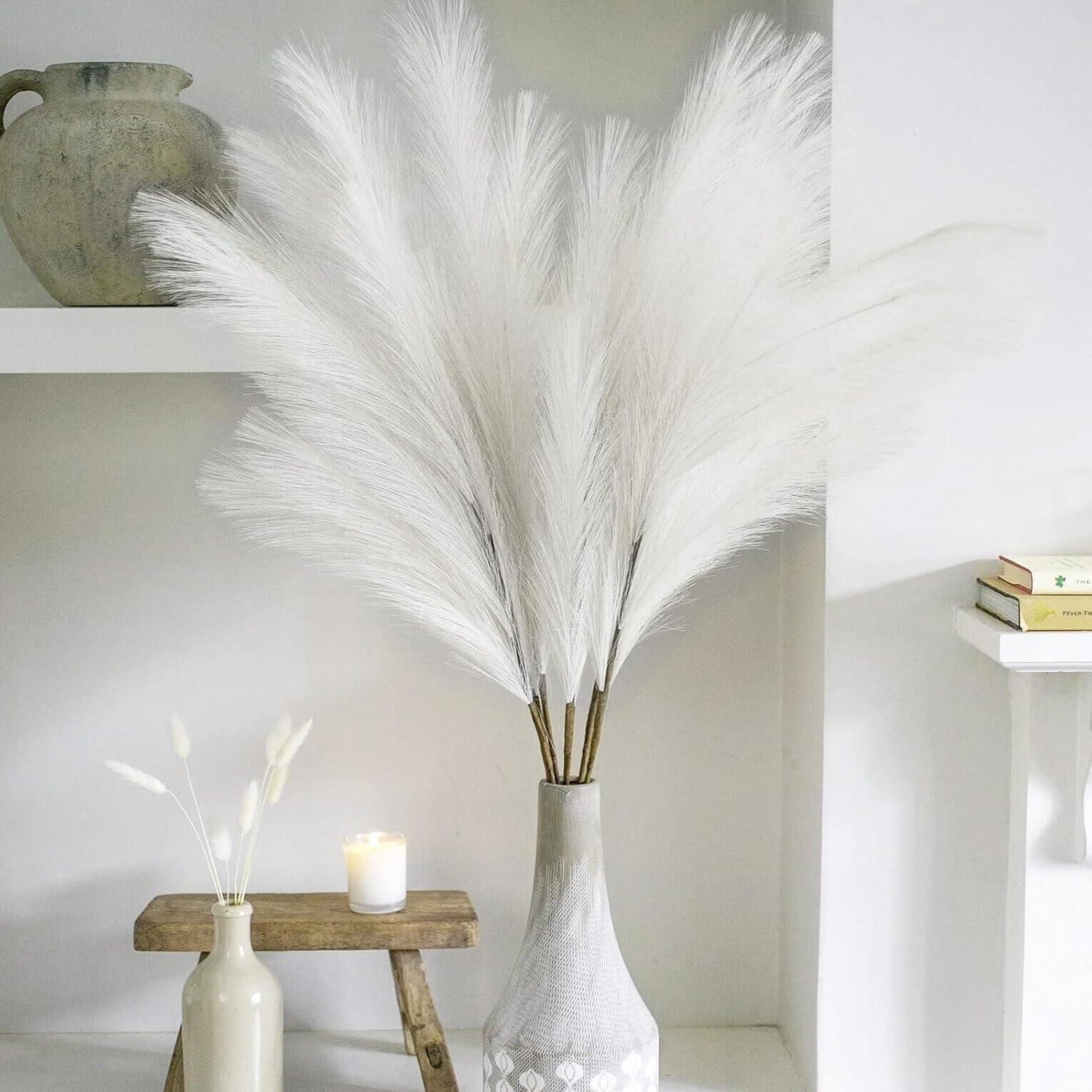 Amazon.com: Wttisel 10 Stems White Pampas Grass Decor - 38" Faux Pampas ...