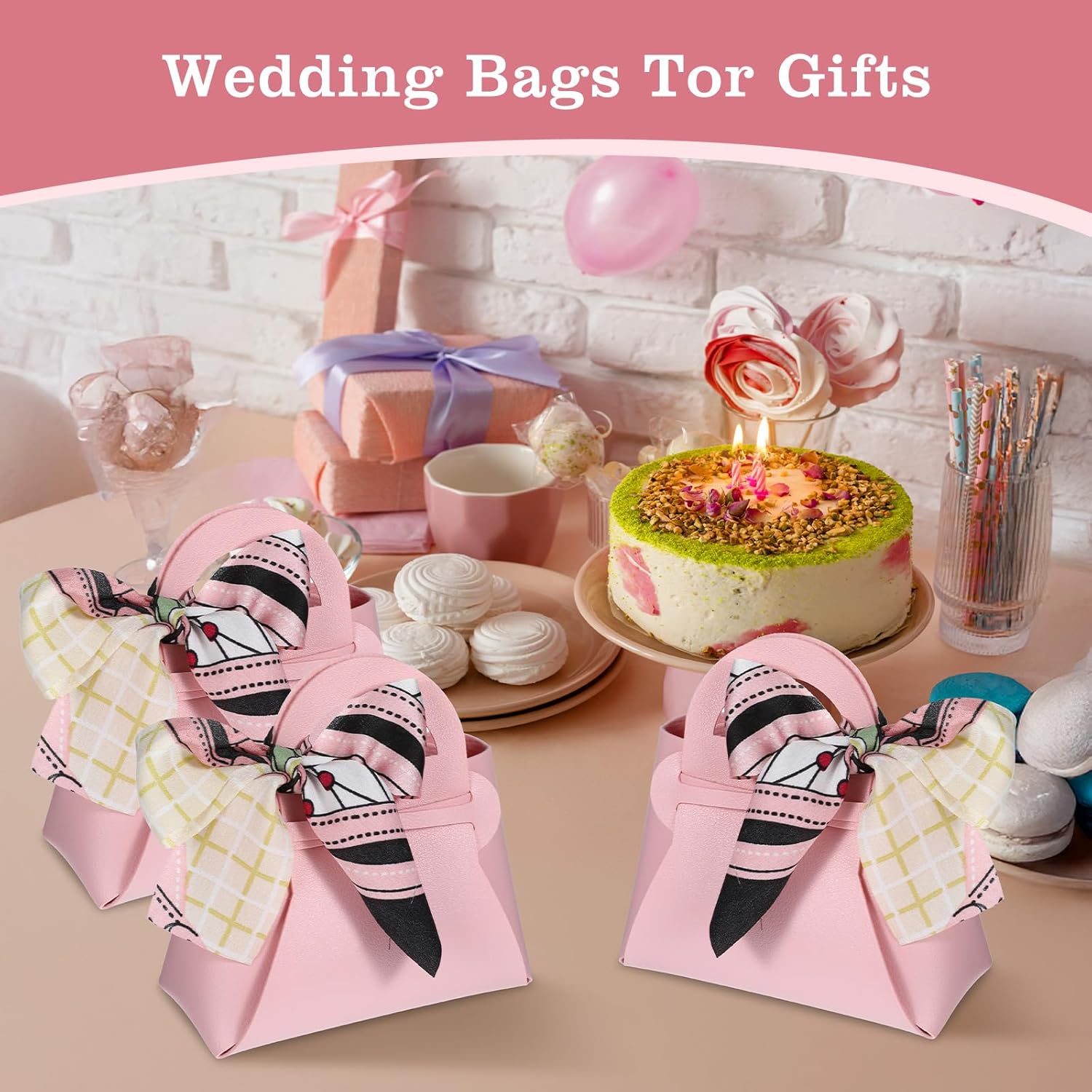 zisiueel 24 Pcs PU Leather Purse Gift Bags with Handles Ribbon Purse Party Favor Bags for Baby Showers Birthday Wedding Candy