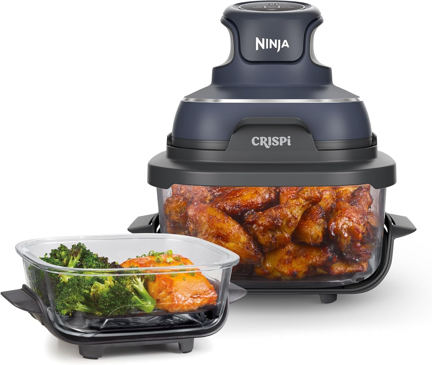 Ninja Crispi 4-in-1 Portable Glass Air Fryer, Cyberspace 11.9 x 13.3 x 13.5 inches Cyberspace