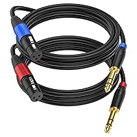 Vista 8 de Pack de 2 Cables XLR Hembra a 1/4 Pulgada 6,35 mm TRS Mono Jack para Micrófono Dinámico, 1,6 Pies, Negro, Cable de Micrófono XLR Hembra Equilibrado