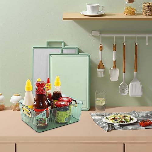 Miniatura 4 de Contenedores organizadores de almacenamiento transparentes para despensa, verde, 6 paquetes