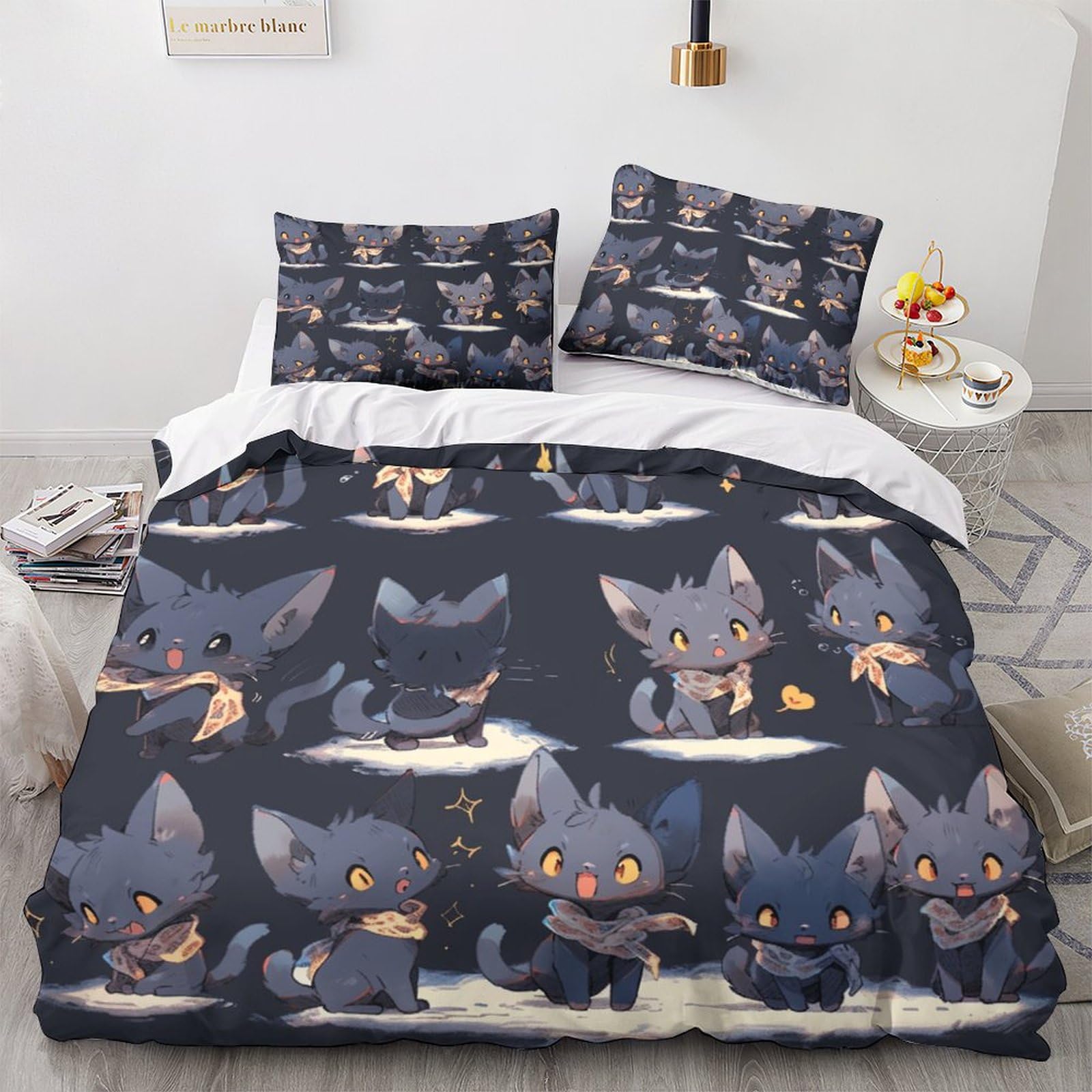 Housse de couette Chat Bleu Russe 3D 220x240 pour une chambre cosy et déco animalière