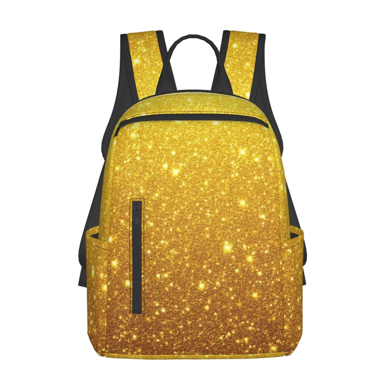 Beautiful gold bling Glitter Sparkles pattern Laptop Backpack For Women Men Work Laptop Bag Fashion Backpacks Nurse Stylish Travel Bags Casual