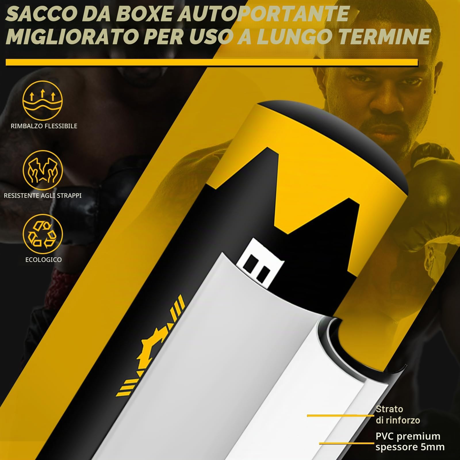 NZQXJXZ Sacco da boxe 2 in 1 per adulti, 180 cm autogonfiante, pesante con guantoni da boxe e pompa ad aria integrata, per allenamento MMA, Muay Thai, fitness, principianti