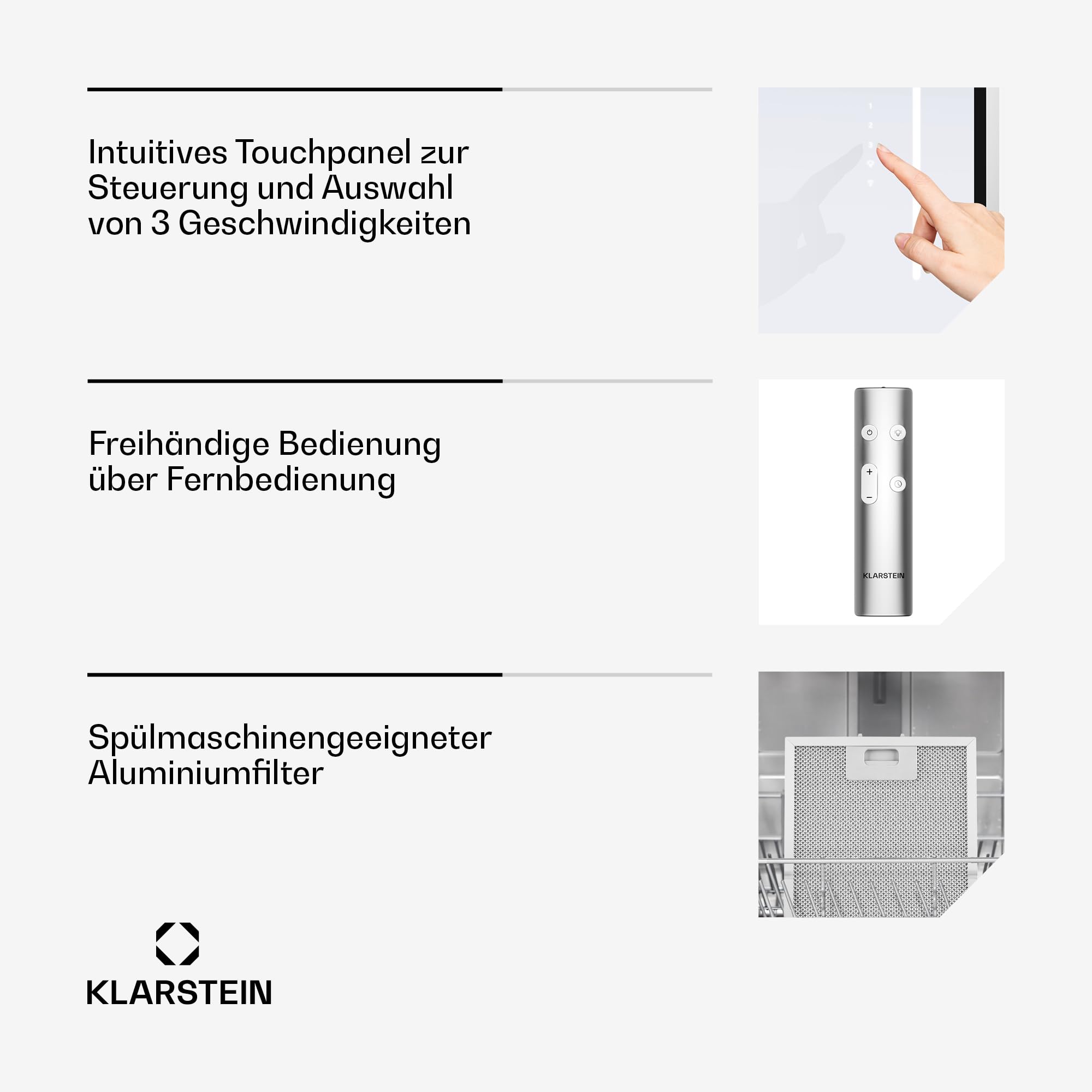 Klarstein LuxeAir Dunstabzugshaube Inselhaube 750 m³/h A Energieeffizienz WLAN-Steuerung 110 W Touch-Bedienung LED-Beleuchtung Aluminium-Fettfilter