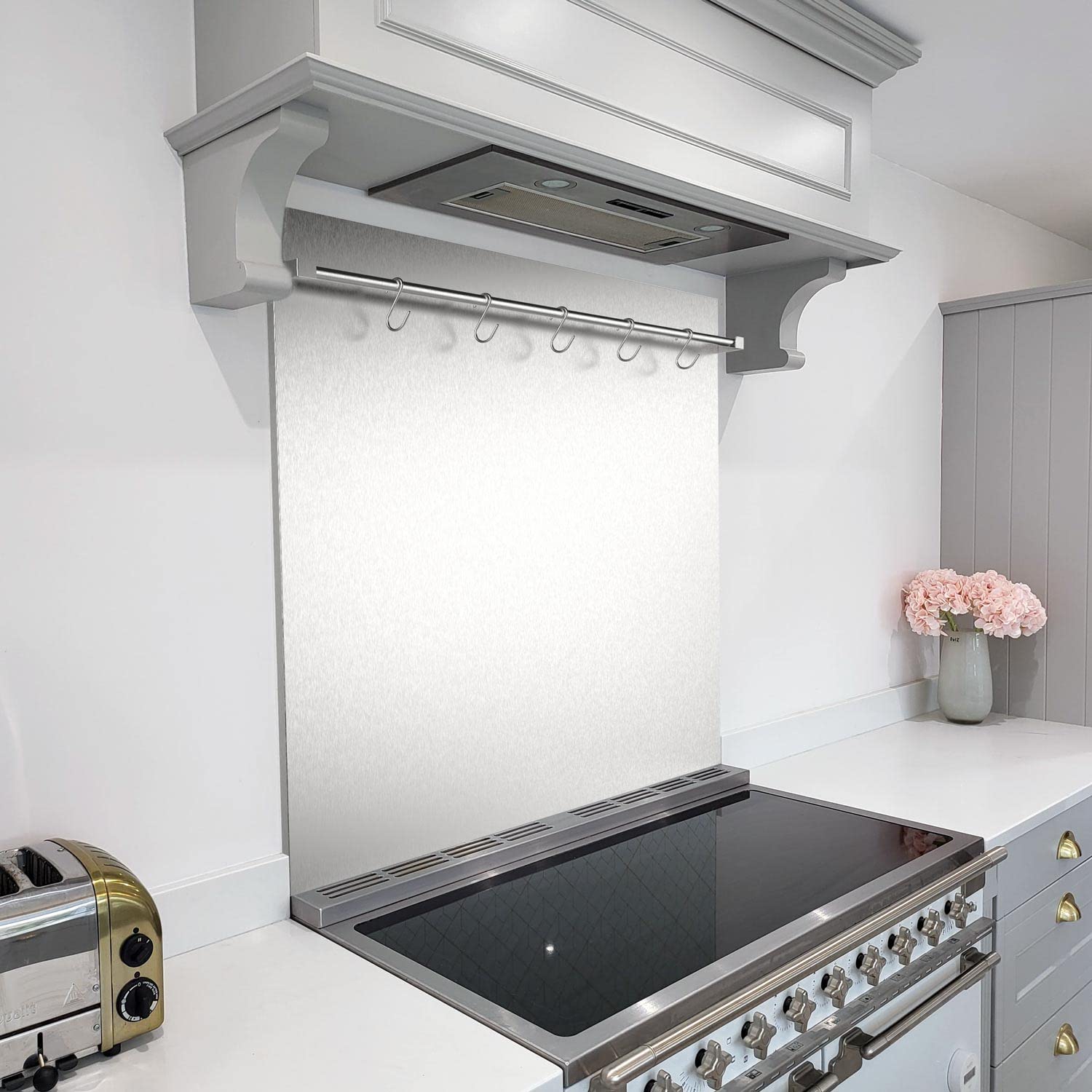 Stainless Steel Kitchen Splashback Hanging Pot Pan Rail (900 x 950mm)