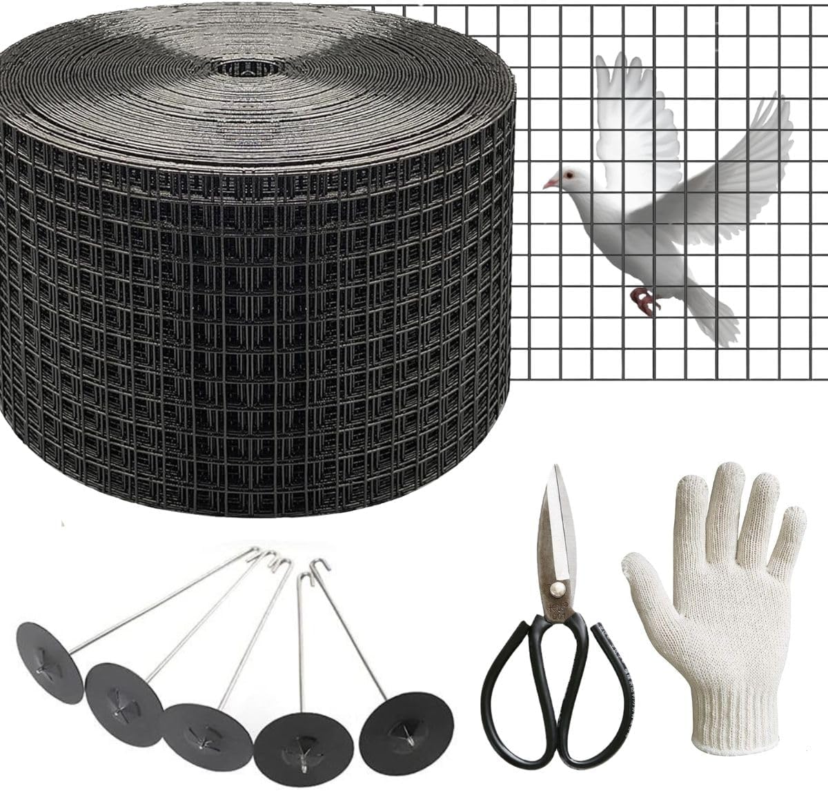 Solar Panel Bird Guard, 8in X 100ft Pigeon Barrier Netting, Solar Screen Protection Kit, Bird Proofing Mesh for Roof, Squirrel and Pest Control, Black Critter Guard for Solar Panels