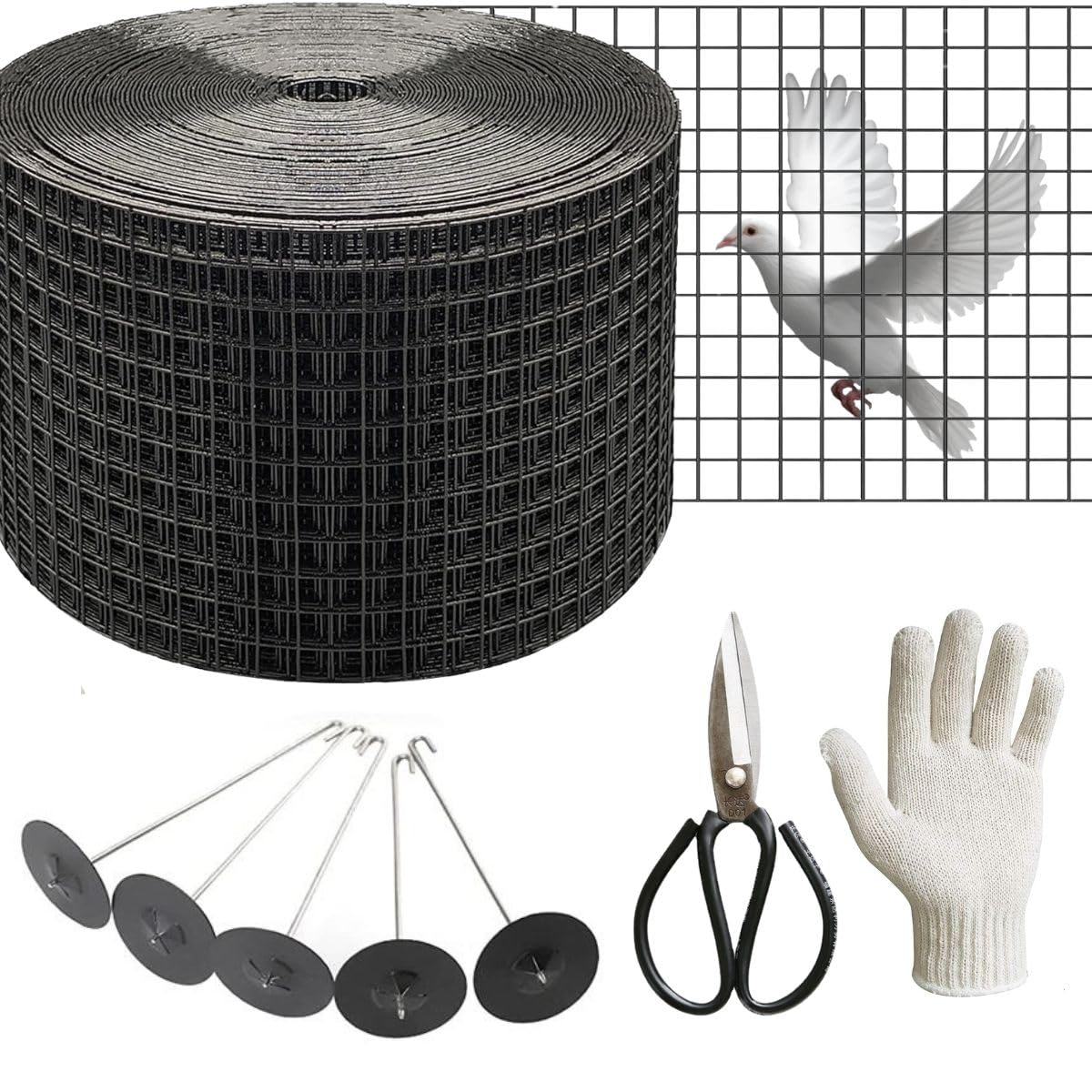Solar Panel Bird Guard, 8in X 100ft Pigeon Barrier Netting, Solar Screen Protection Kit, Bird Proofing Mesh for Roof, Squirrel and Pest Control, Black Critter Guard for Solar Panels