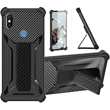 Aroepurt Case for Redmi S2 Phone Case Stand Cover [with Tempered Glass Screen Protector] Hybrid Case [Folding Support Magnetic] [Frosted Anti-Fingerprint] Black
