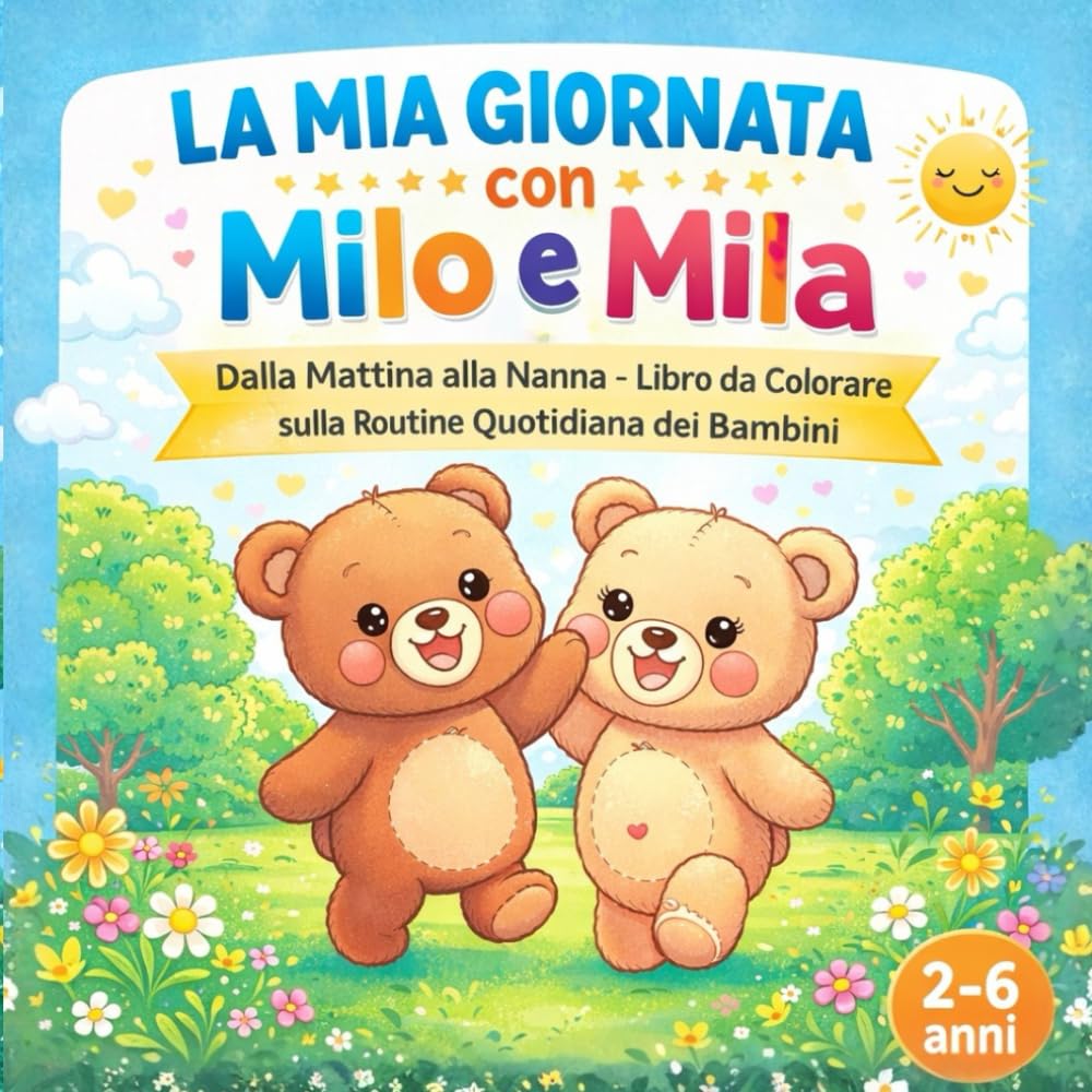 LA MIA GIORNATA CON MILO E MILA: libro illustrato da colorare sulla routine quotidiana dei bambini