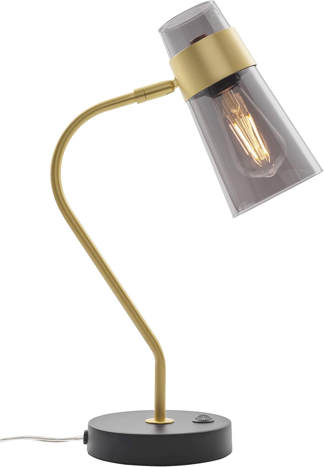 Ibiza Smoked Glass Plug in Table Lamp | Antique Brass Desk Lamp LL-TL814-3AB