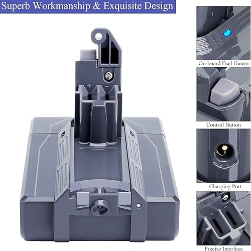 Miniatura 7 de Lasica Batería de repuesto V6 de 4.5 Ah 21.6 V con 2 filtros, compatible con Dyson V6 SV03 DC58 DC59 DC61 DC62 DC72 DC74 Animal Absolute Fluffy