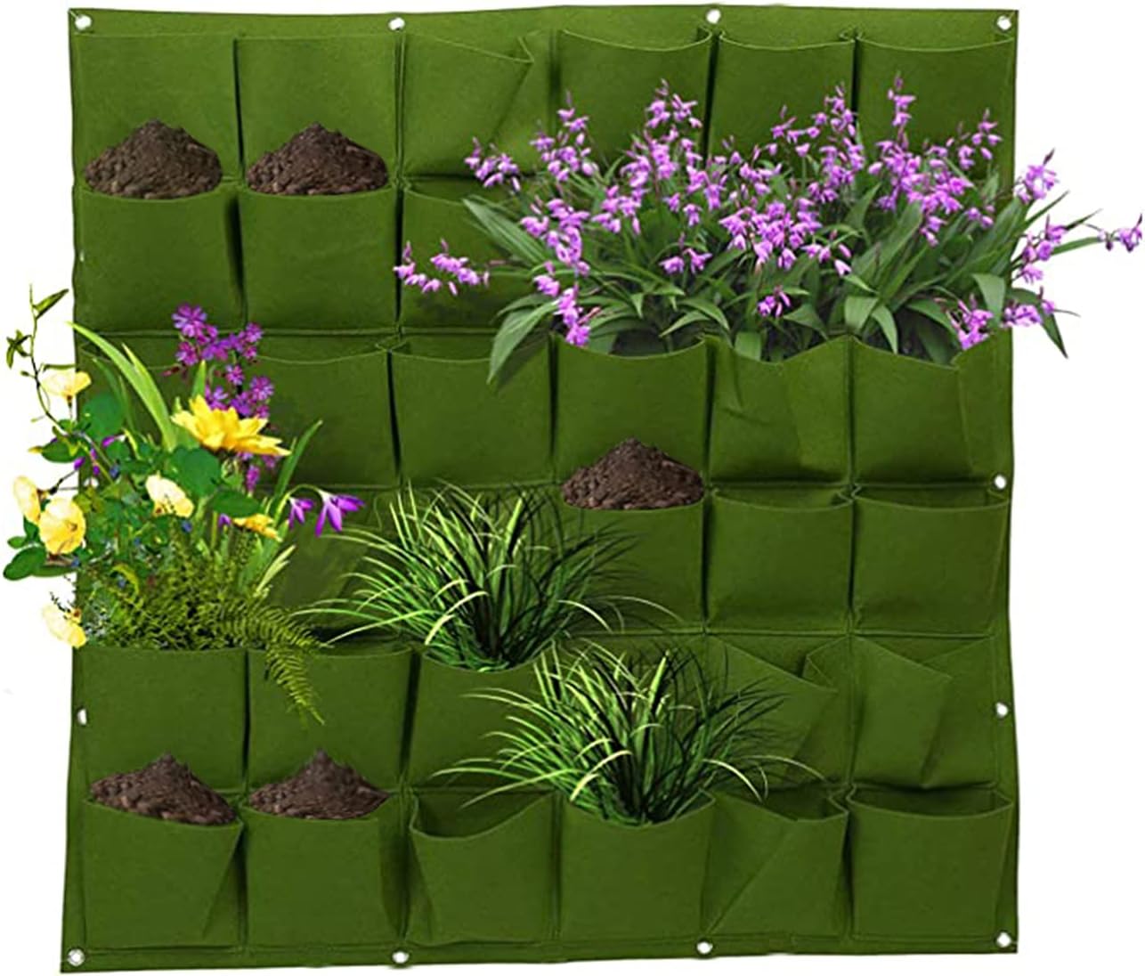 CZ-ING Bolsas para plantas colgantes de pared – 39.6 x 39.9 pulgadas, maceta vertical de jardín para muebles del hogar, oficina y jardinería con 36 bolsillos (verde)