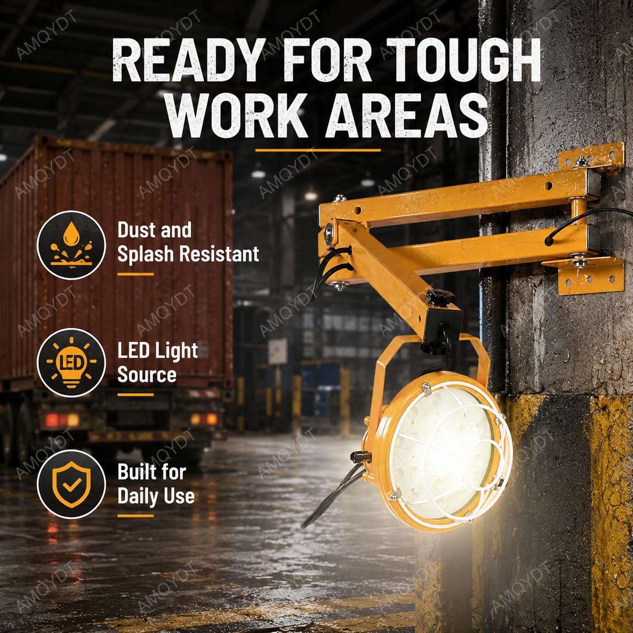 Lampa Do Rampy Załadunkowej Led Z Ruchomym Ramieniem O Mocy 6000 Lumenów, 40-calowym Podwójnie Składanym Ramieniem, Głowicą Obrotową O 360° I Obudową O Klasie Szczelności Ip65 Do Przyczep,
