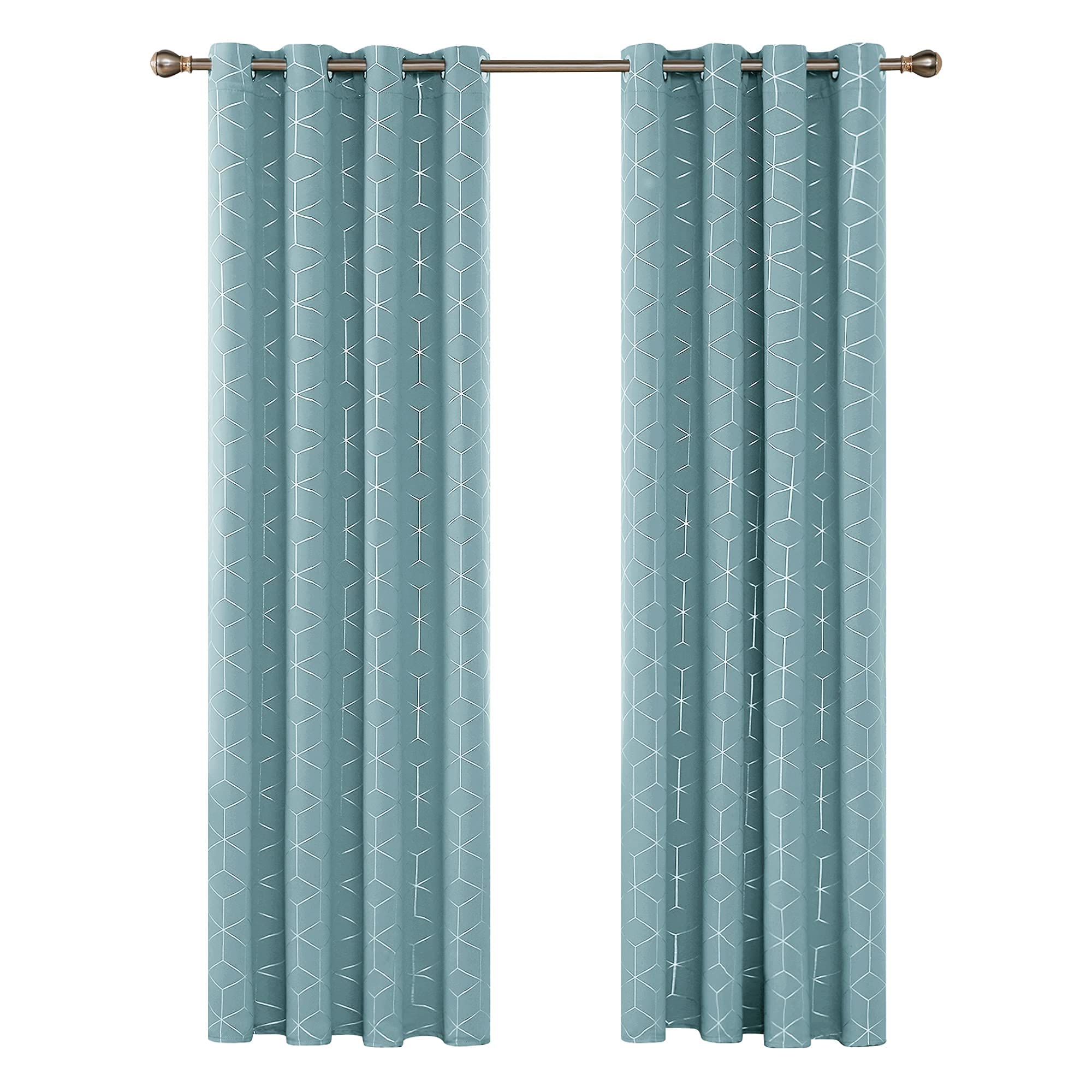 Deconovo Deconovo Blackout Curtains, Modern Sky Blue Curtains for Living Room, Thermal Curtains, Ring Top Curtains, Noise Isolating, 46" W x 72" H, Set of 2 in use
