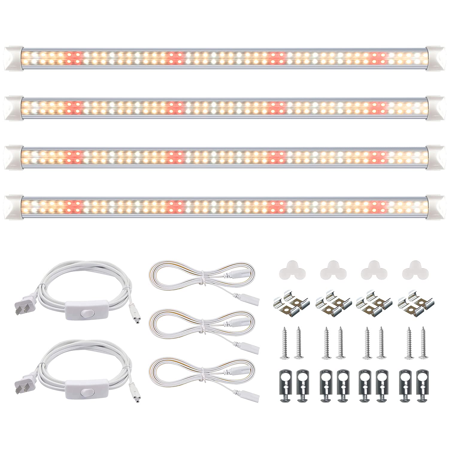 wolezek Lampe LED Horticole, 2FT 4 Pack T8 Spectre Complet Lampe pour Plantes Intérieur, 384 LEDs Lampe de Croissance pour Plantes, Conception en Daisy Chain(équivalent 300W HPS)
