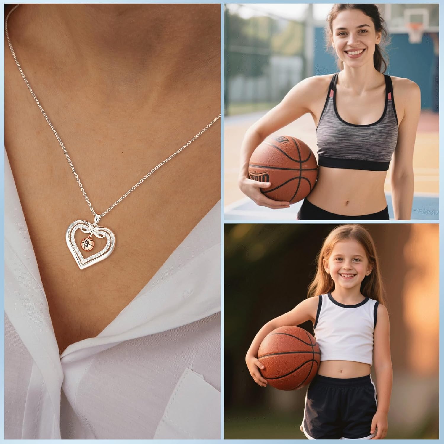Easter Basket Stuffers - Softball/Volleyball/Baseball/Soccer/Football/Basketball/Golf/Pickleball/Tennis Infinity Heart Necklace for Girls Women Sport Jewelry Gifts for Daughter Sports Fans - Image 3