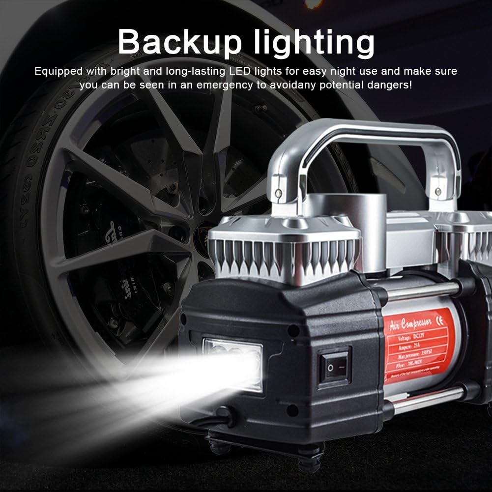 GSPSCN Portable Digital Car Tire Inflator with Gauge 150Psi Auto Shut-Off, Heavy Duty Double Cylinders 12V Air Compressor Pump with LED Light for Auto,Truck,Car,Bicycles,RV,SUV,Balls etc. : Everything Else