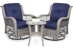 Best Choice Products 3-Piece Outdoor Wicker Patio Bistro Set with 2 Swivel...