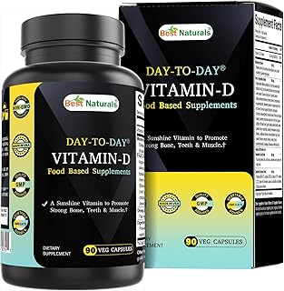 Best Naturals Day-to-Day Vitamin D 5000 IU 90 Veg Capsules - Made with Mushroom Blend, Fruit Vegetable Blend, Omega 3-6-9 Blend, & Digestive Blend