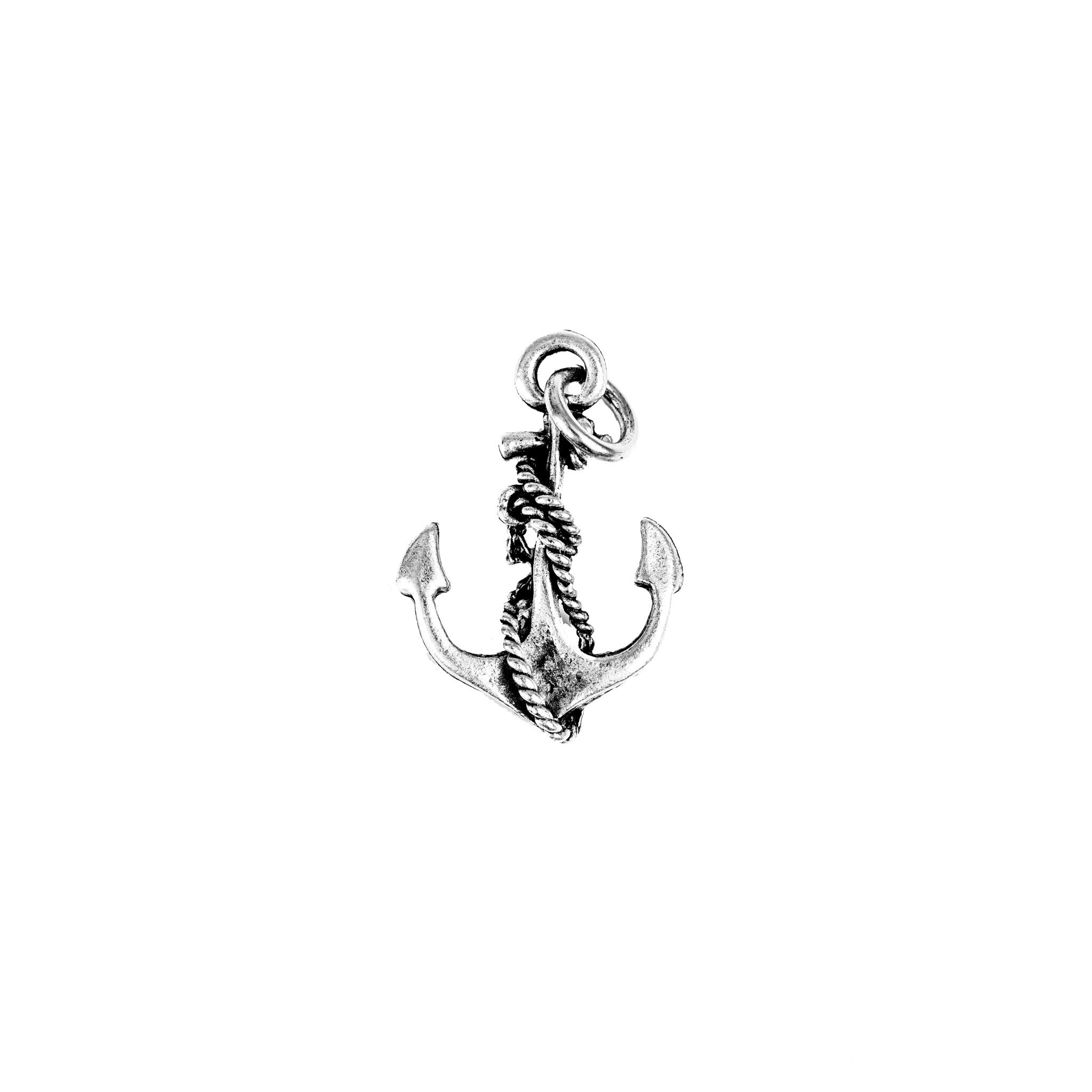 Beaucoup Designs Silver Character Charms Collection - Silver Anchor with Rope Charm