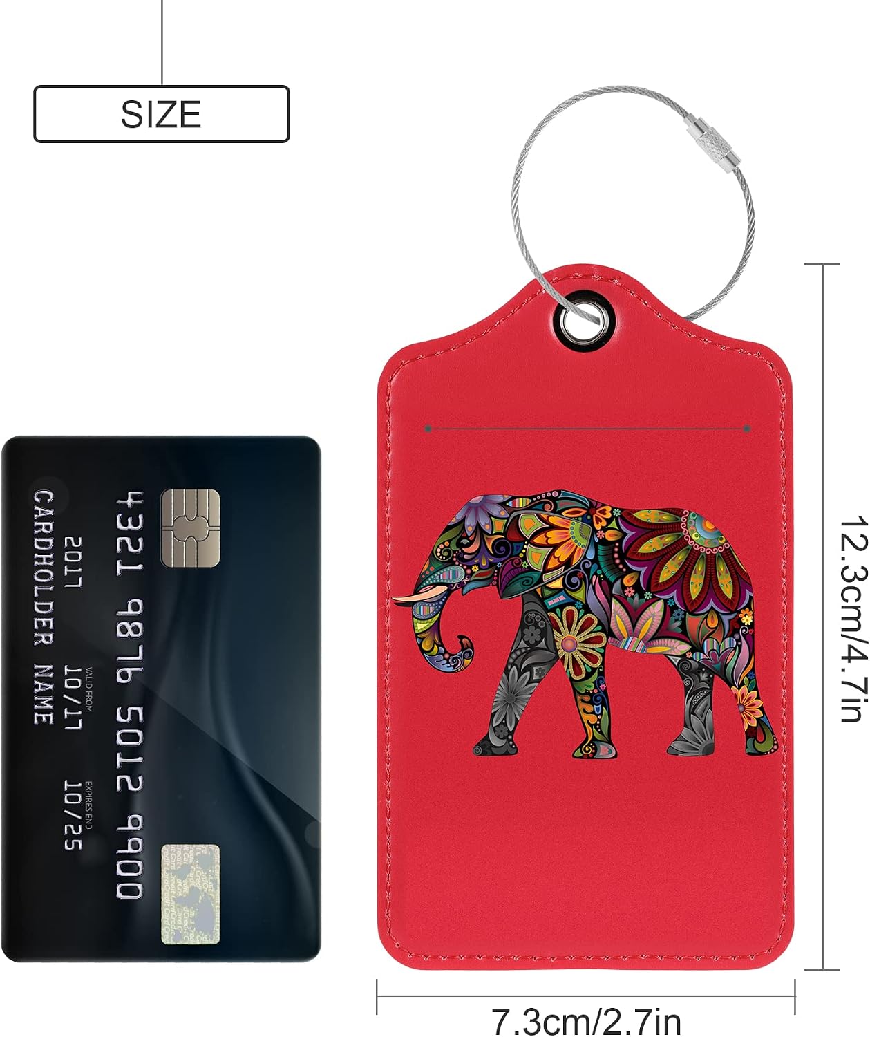 4 Pack Elephant Cute Luggage Tags Bag Suitcase Baggage Tag by Toughergun（Red）