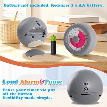 Visual Timer for Kids 60 Minute Visual Countdown Timer Silent Grey
