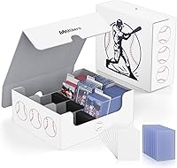 Vista 8 de Mlikero Caja de Cubierta de Cartas para Tarjetas Comerciales 1800+, Caja de Almacenamiento de Tarjetas Comerciales Compatible con Toploader